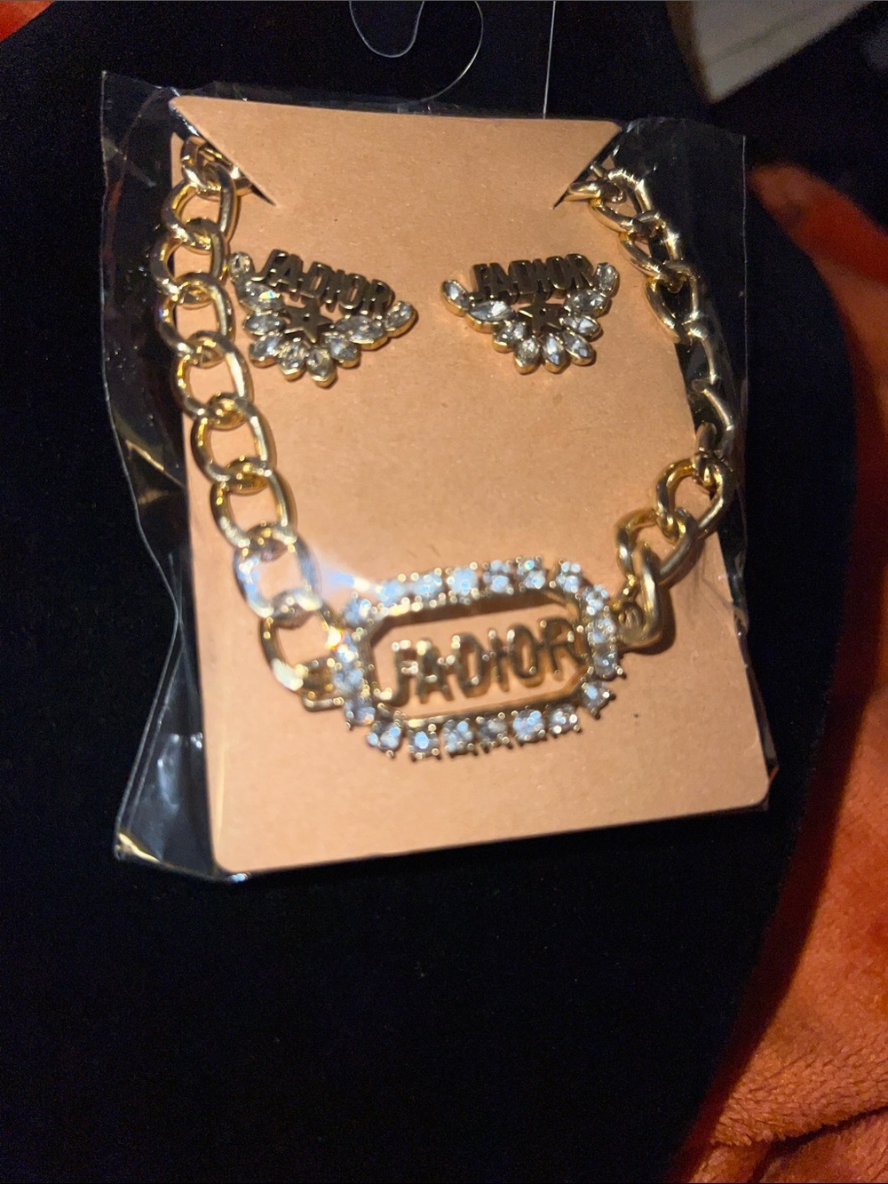 Gold-Tone Necklace and Stud Earrings Set